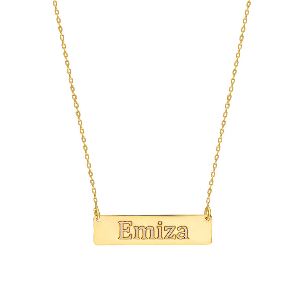 Rechthoek bar ketting graveerwerk - emiza jewellery