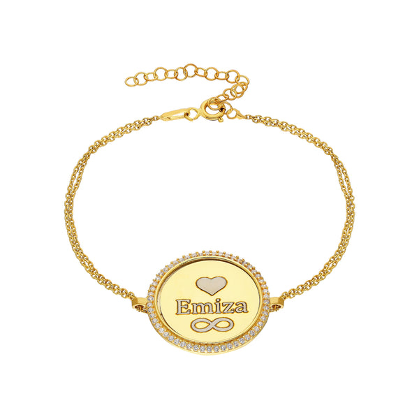 Rond armband met steentjes graveerwerk - emiza jewellery